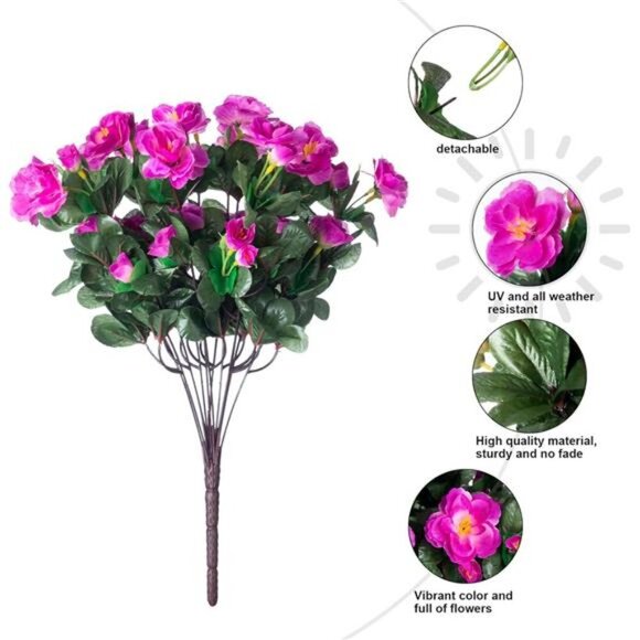 Artificial Camellia Flowers UV Resistant Outdoor Porch Patio Decor 3 Bundles - Picture 6 of 8